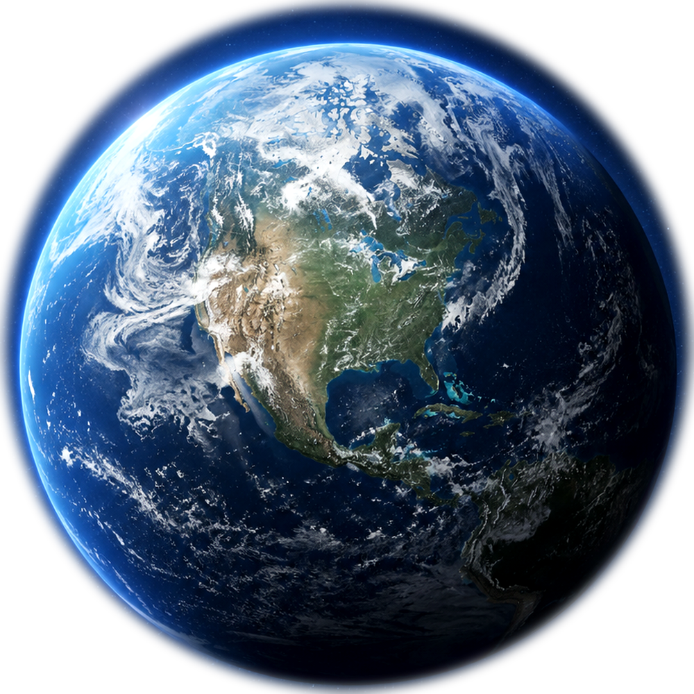 Custom-generated realistic 3D Earth
